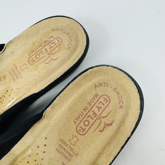 Fly Flot Italy Black Mesh Slide Sandals Comfort Slip-On Shoes Size 40 - Picture 4 of 13